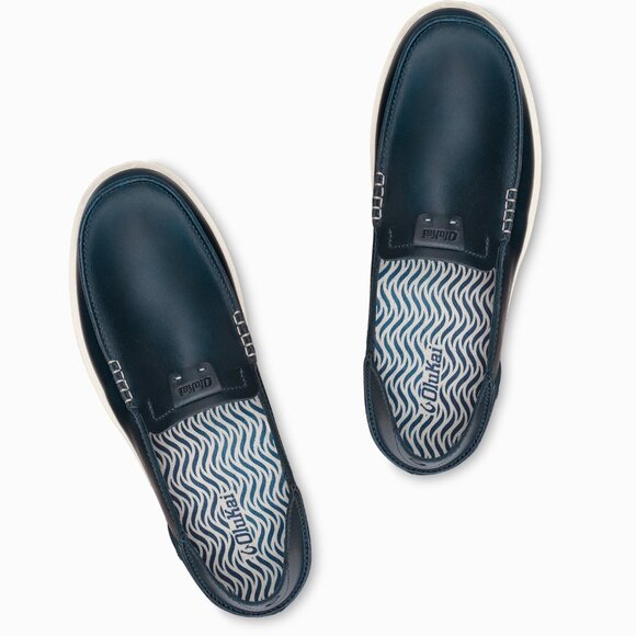 OluKai Kakaha Men’s Leather Slip On Loafers Shoes $130 in Lagoon Blue - Picture 1 of 16